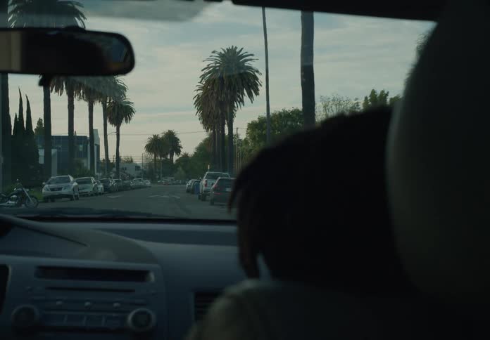 A child is riding in the car