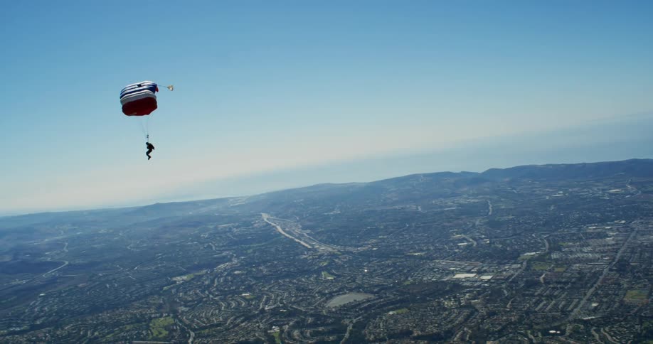 A person is parachuting to the ground