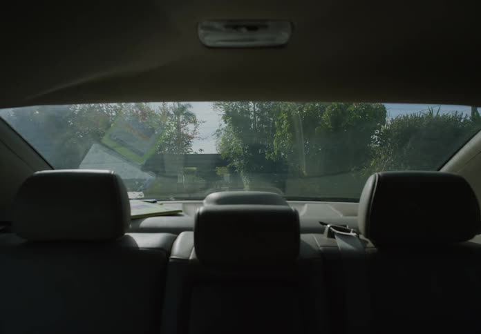 The backseat of the car is empty