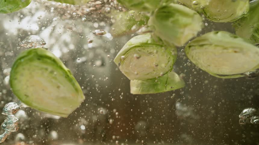 Brussels sprouts are boiling in the water