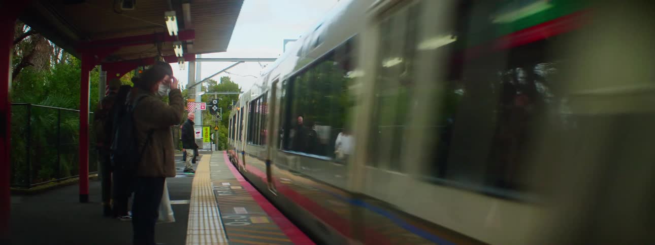 Passenger train departs from the station