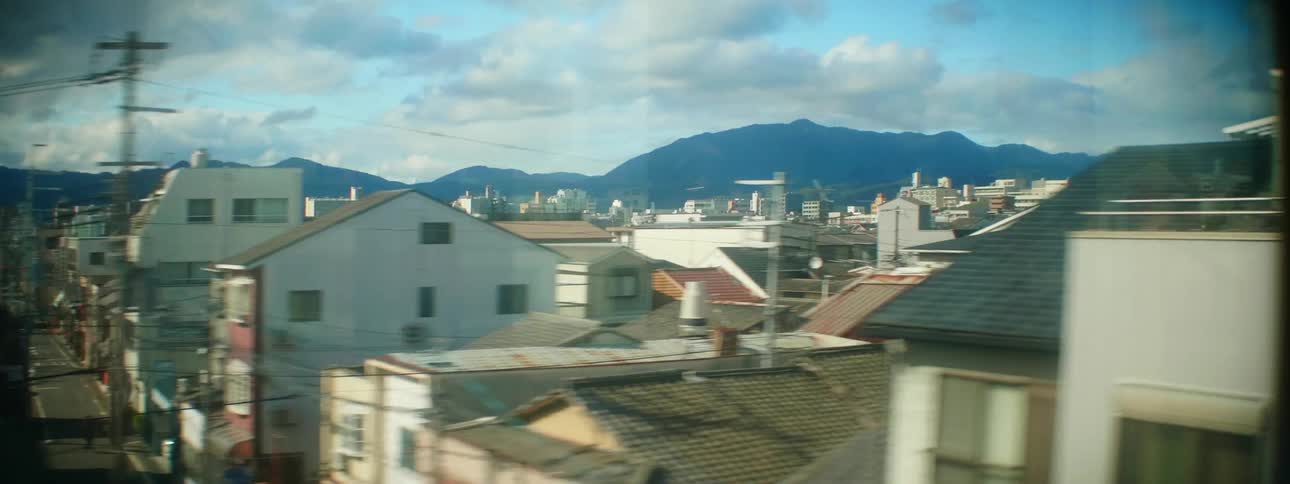 A city with many houses near mountains