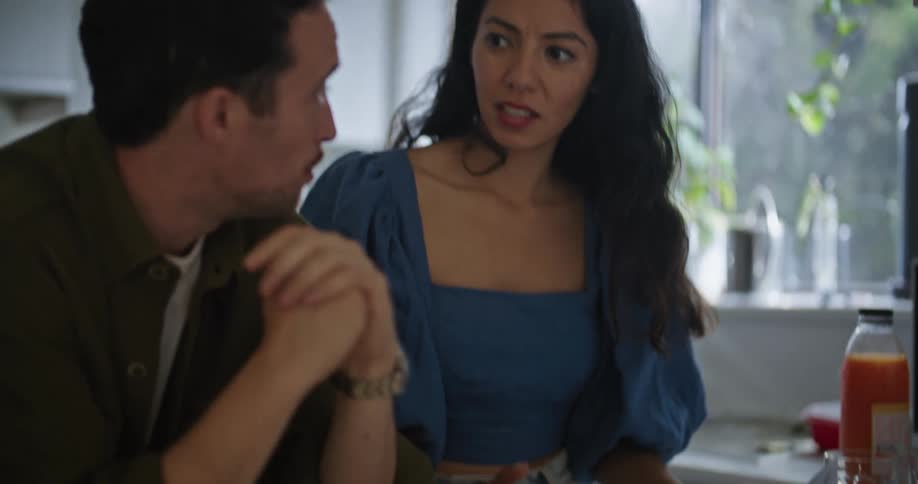 A man and woman are talking