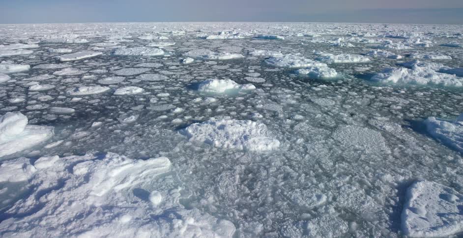 A snowy, slushy body of water