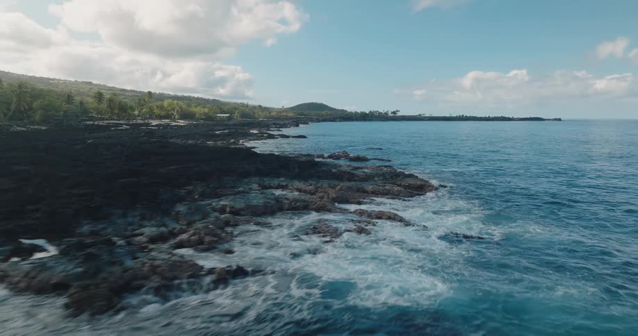 Aerial view of an ocean during the spring time