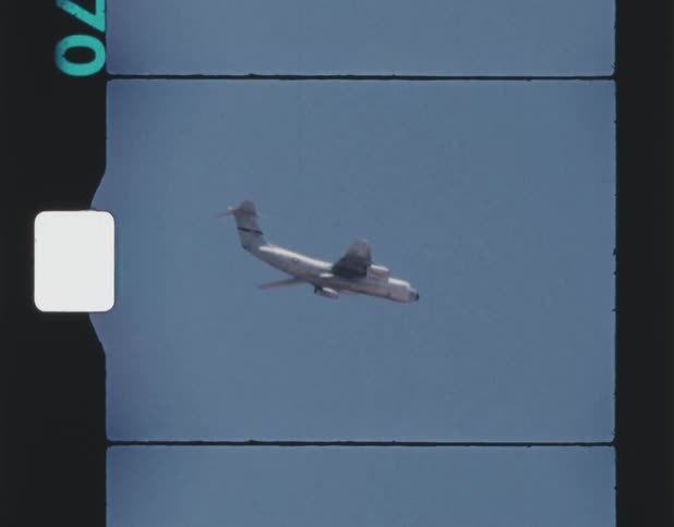 Footage of an airplane flying in the sky