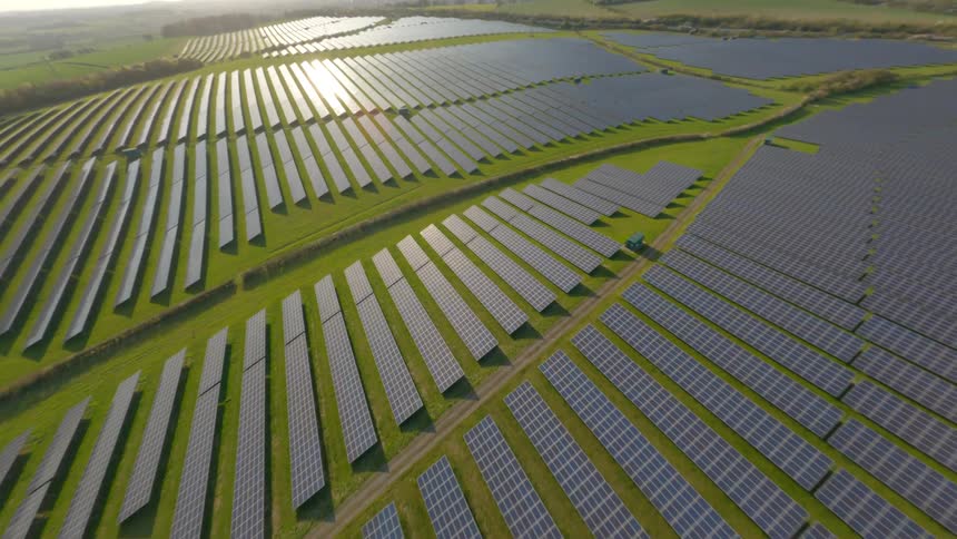 Aerial view of solar farms