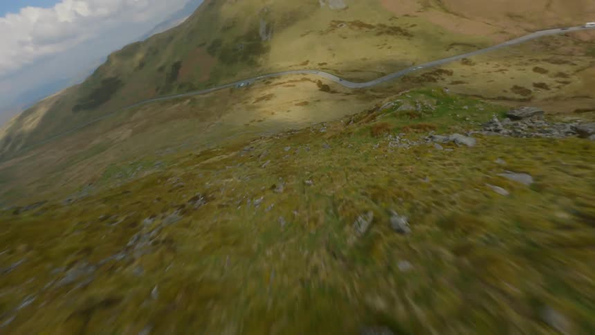 Aerial view of barren mountain highway