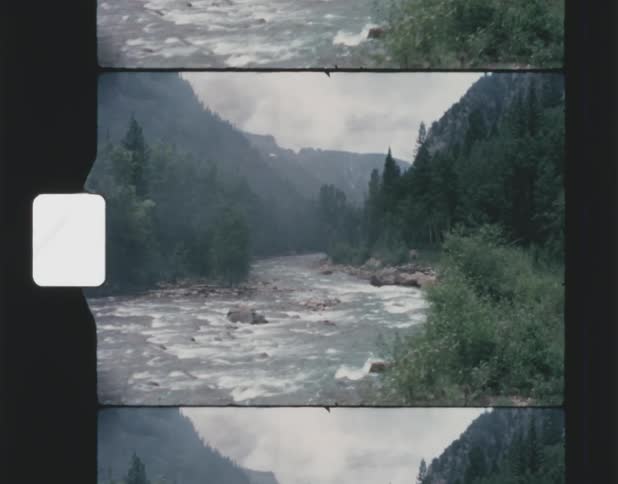 A river flows through a mountain range