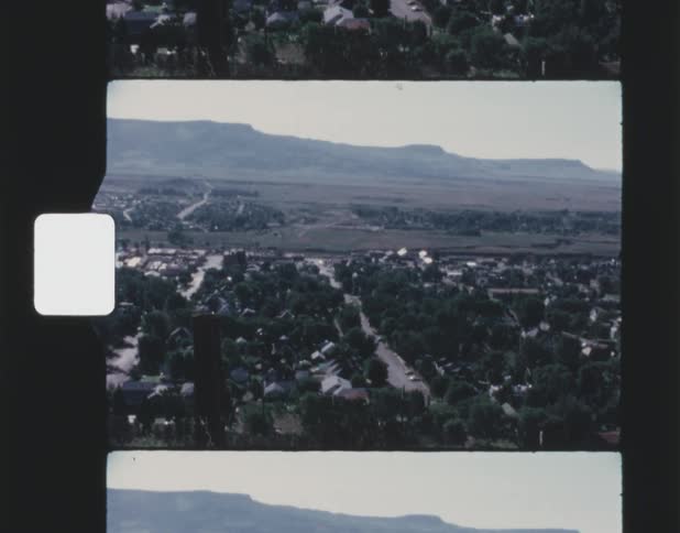 Aerial view of town and streets