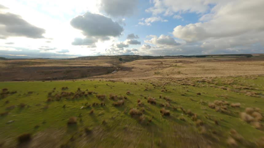 An aerial view of a landscape in nature on a cloudy day