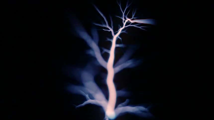 Lightning strike on black background