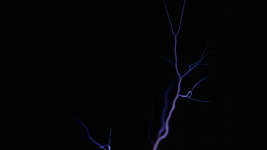 Electrical lightning strike on black background