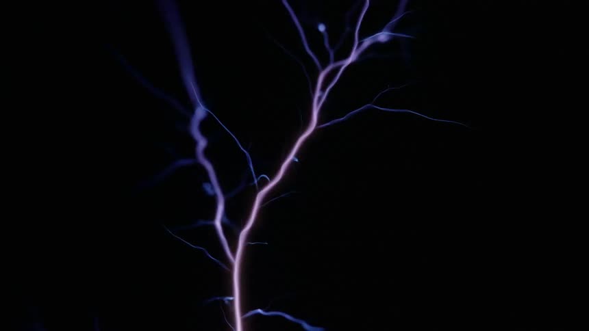 Electrical lightning strike on black background