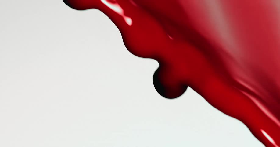 The red liquid falls
