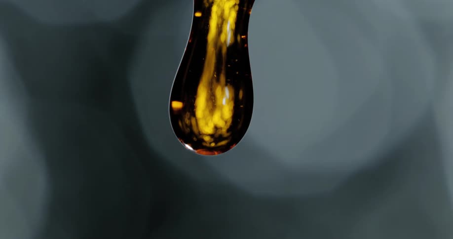 The view is of a liquid substance of droplets
