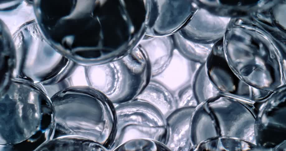 A close up of clear liquid droplets all together
