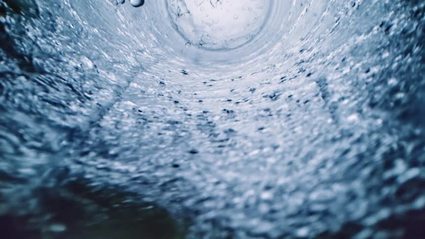 The liquid spins around