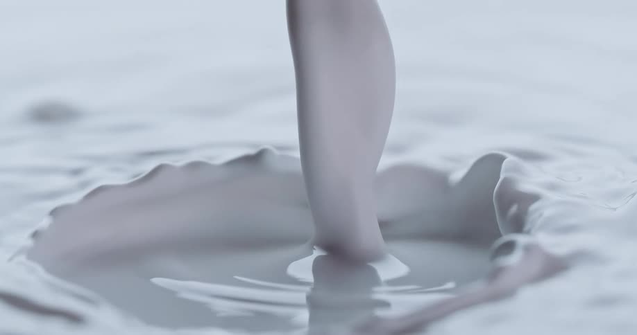 The white liquid is pouring