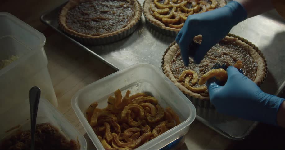 A person is preparing food in the restaurant