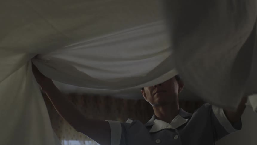 Maid does the housework in room