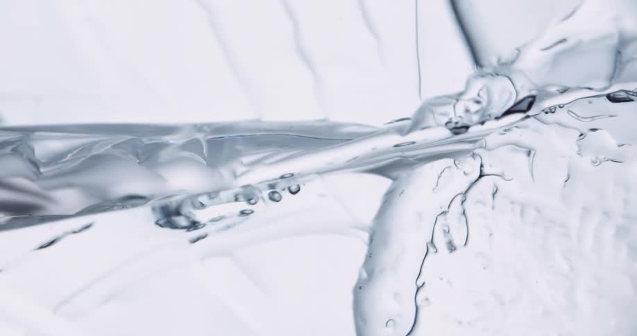 Clear water flows in between cracks in some pristine crystalline ice