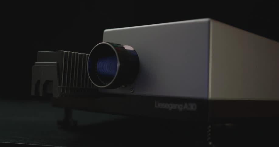 Close up view of a projector is displayed
