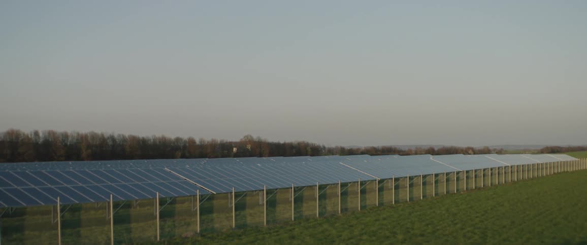 Large solar farm in field