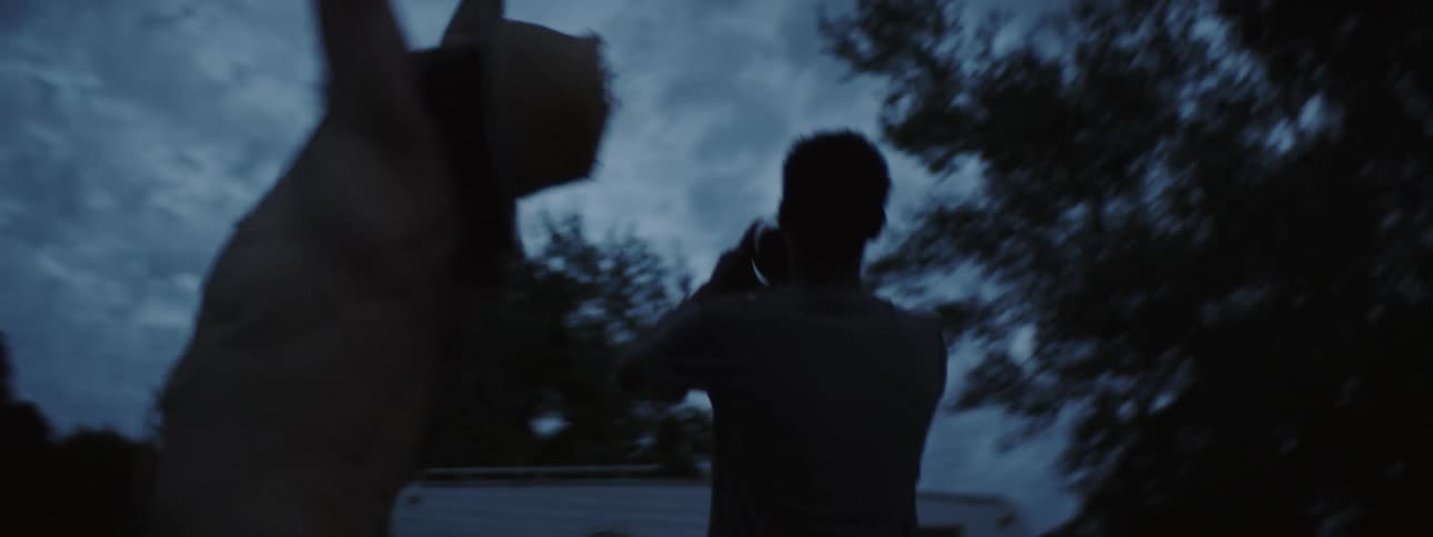 Silhouette of two young teenagers drinking and celebrating outdoors at evening