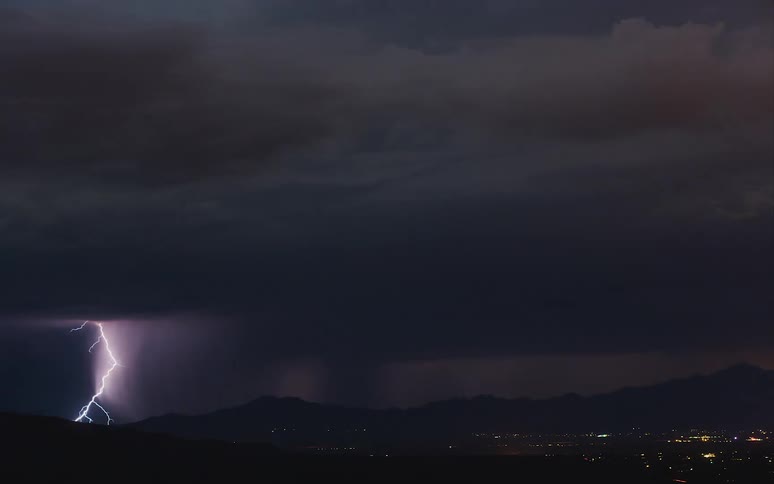 Time lapse of a storm with lightning flashing all over