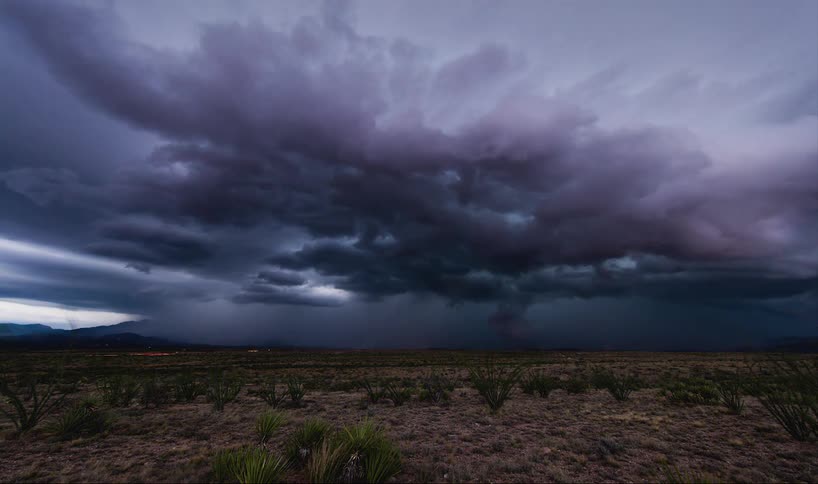 Time lapse of a thunderstorm turning into darkness