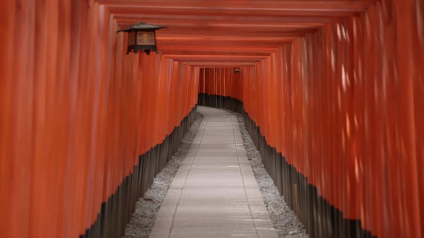 A long orange hallway