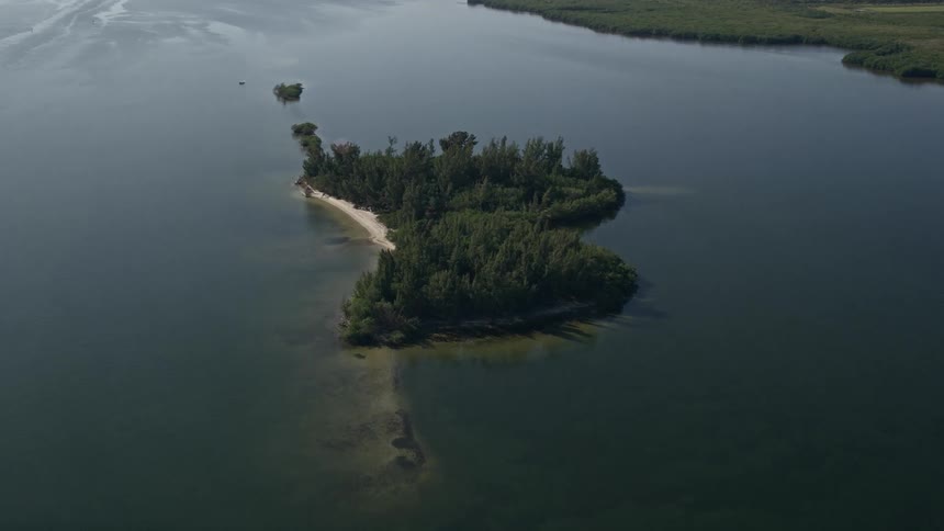 Approaching mangroves in Indian River Florida during daytime aerial view