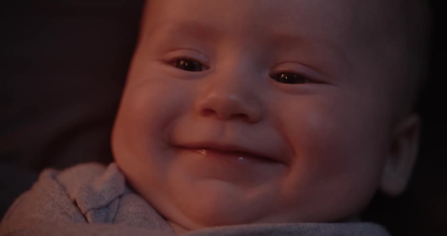 Close up of baby face smiling