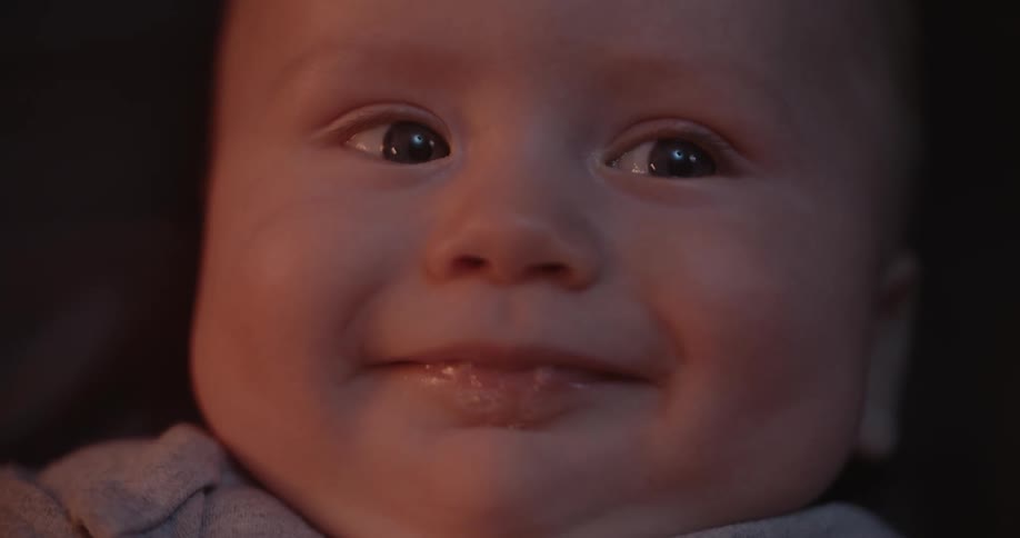 Close up of baby face smiling