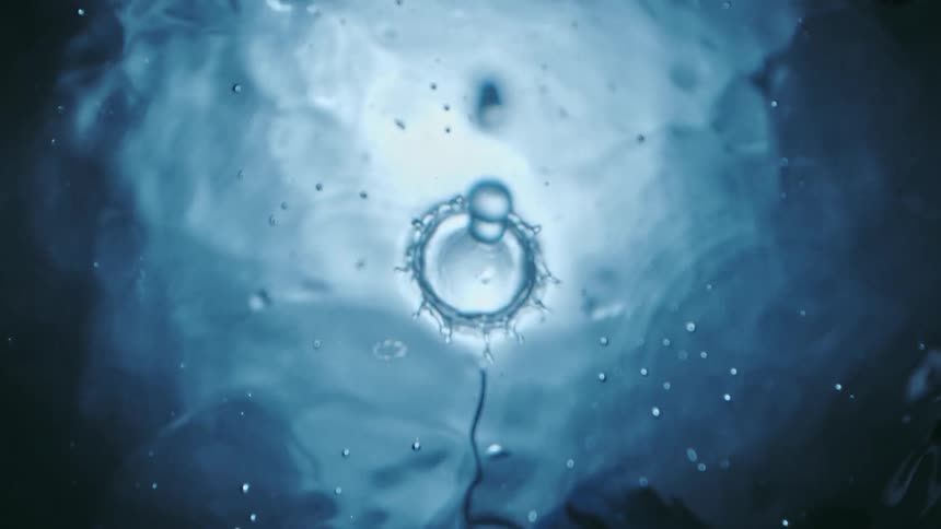 A shot of droplets following in water