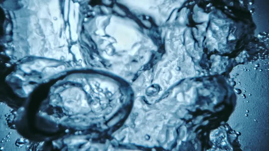 New infusion of water churns and bubbles through static water