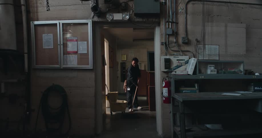 A man is mopping in the factory