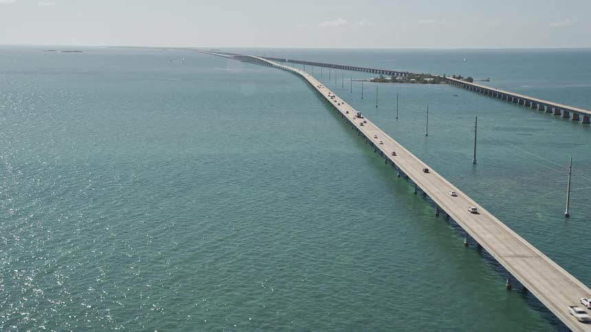 Approaching light traffic on the Seven Mile Bridge Floridas Overseas Highway during a sunny day
