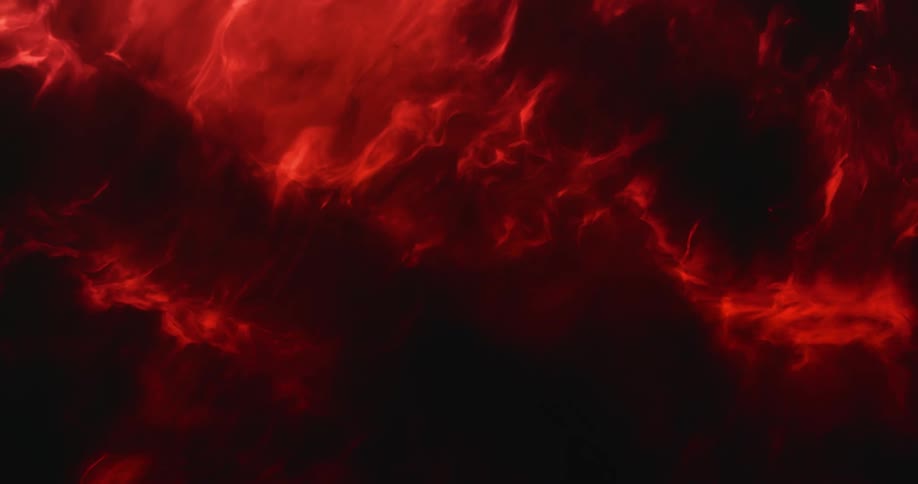 An illuminated cloud like substance moves and spreads in a dark red environment