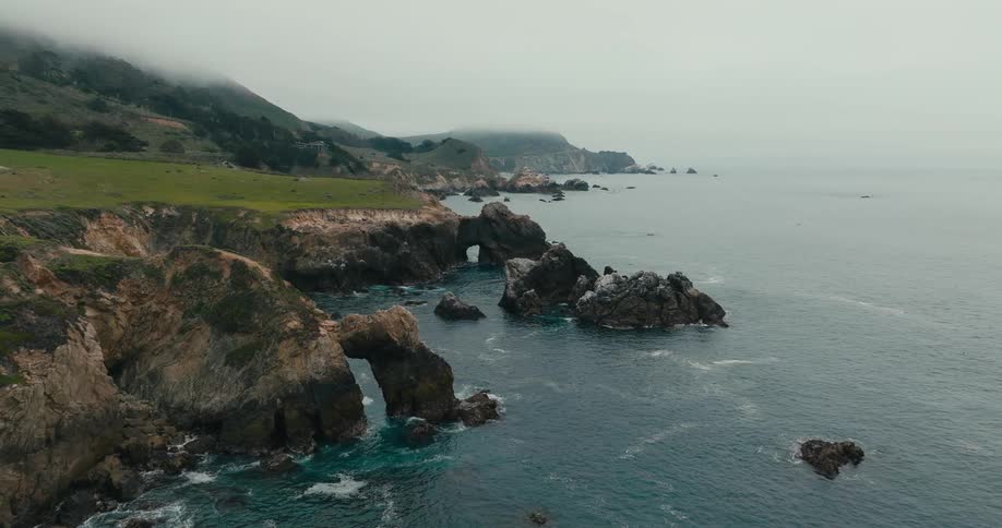 Drone aerial of a rugged coastline
