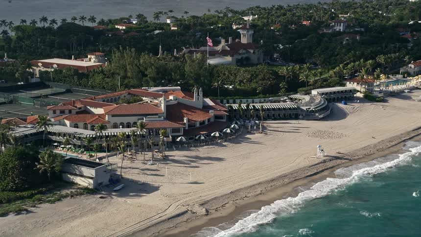 An aerial view of the exclusive Bath and Tennis Club on the Palm Beach shoreline in Florida perfect for sightseeing recreation and relaxation