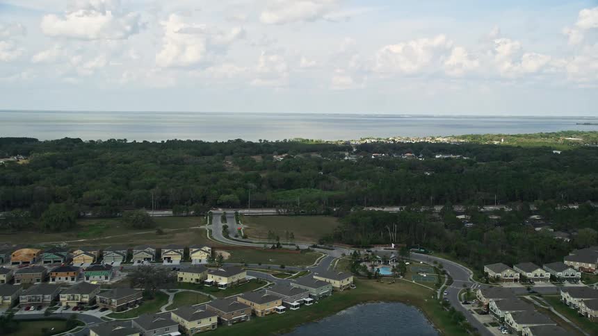 An aerial view of waterfront homes and a lake in Winter Garden Florida