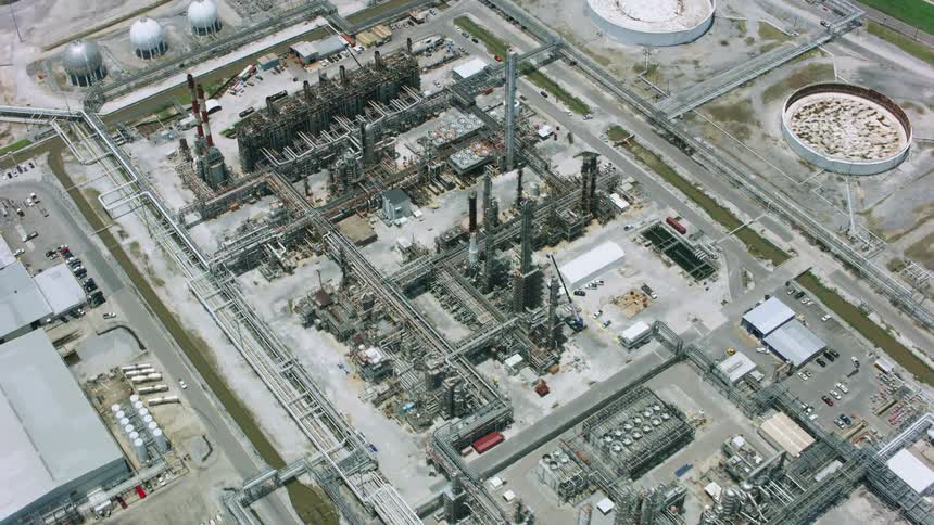 Aerial view of an electric power station