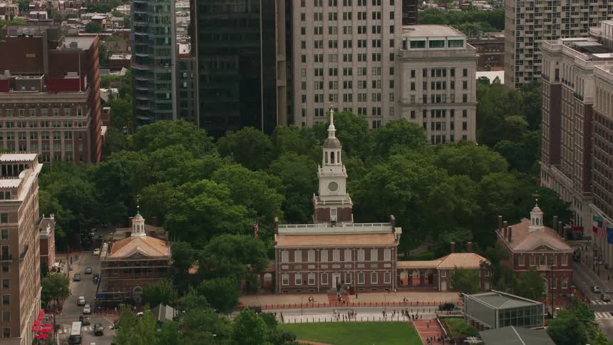 Aerial view of independence hall building in philadelphia pennsylvania