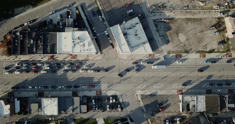 An aerial shot of a highway