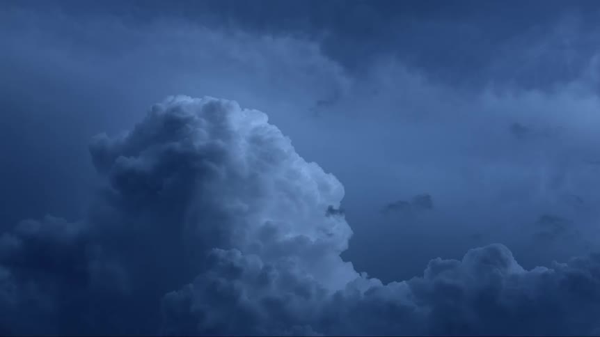 Bright flashes of lightnings in the sky during a storm