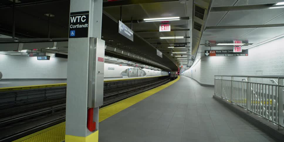 Subway train departs from the empty station due to corona virus