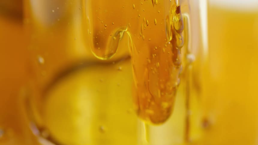 Globs of caramel oozing down vertically