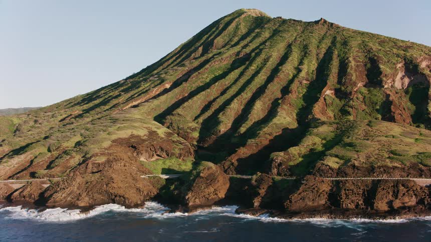Aerial view of a cliff near the ocean coast
